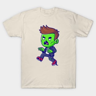 Cute Zombie Walking Cartoon T-Shirt